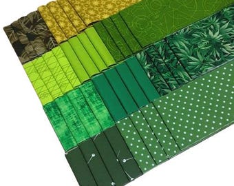 40 Stripes, GREEN, Jelly Rolls, 2 1/2" X 44", Pre-Cut cotton
