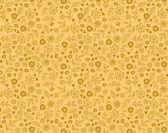 ANDOVER, Flower, Gold Yellow, Forest, 2174, Makower, cotton, cotton quilt, cotton designer, (Reg 3.76-21.91)