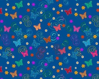 Fabric cotton, BUTTERFLY MATAMORPHOSIS, Navy, 57240104, 03, Quilt Fabrics, 100% cotton, quilt cotton - Truth of Camelot Fabrics