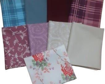 9 fats quarters, 18X22'' (45 x 55cm), WISTERIA, quilt cotton - Camelot Fabrics