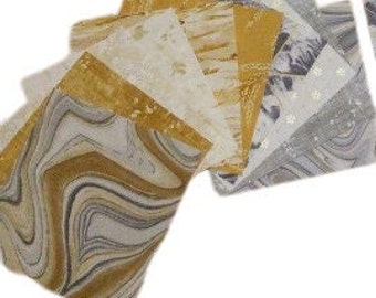 42 Squares 5 inchs, Pre-Cut cotton, BEIGE-GOLD-GRAY, 100% cotton