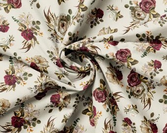 Fabric cotton, BLOOMING BEAUTY, Cream, 52240102, 01, Quilt Fabrics, 100% cotton, quilt cotton - Dark Romance of Camelot Fabrics
