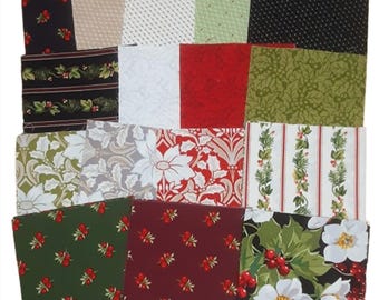 SALE, 42 squares 5" X 5", Pre-Cut cotton - Winter Rose d'Andover Fabrics