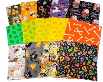 HALLOWEEN, Charm Pack – 42 or 100 squares – Tissu 100% coton pour courtepointe et projets de couture
