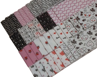 SALE, 40 Stripes, Valentine, Jelly Rolls, 2 1/2" X 44", Pre-Cut cotton - XOXO de Camelot Fabrics