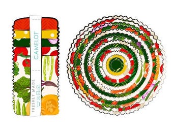 QUILT FABRICS, 40 stripes 2 1/2x44po, Jelly Rolls, 100% cotton, quilt cotton - Eat Green of Camelot Fabrics