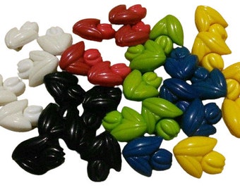 19mm, 6-30 Buttons TULIP, plastic, colors mixtes, vintage, BF17-3