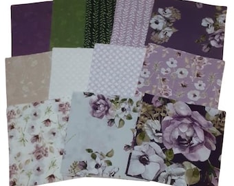 QUILT FABRICS, 42 squares 5 inchs, Floral, 100% cotton, quilt cotton - Morning Lilac of Camelot Fabrics