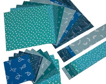 10 - 40 Pre-Cut cotton, AQUA, TURQUOISE - Century d'Andover Fabrics