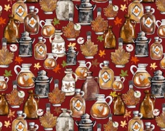 Fabric cotton, MAPLE SYRUP, 49240203, 02, Red, Quilt Fabrics, 100% cotton, quilt cotton - Fun on Tap of Camelot Fabrics