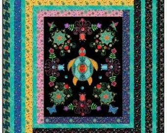 QUILT FABRIC, TURTLE Panel, 67.75'' X 76.5'', 100% coton - Truth de Camelot Fabrics