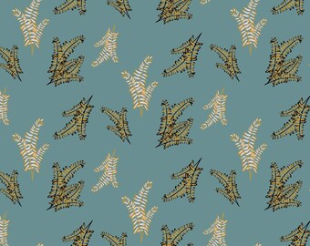 CAMELOT FABRICS, Ferns, gold, silver, blue, Safari Dream, 29180103, col 02, cotton, cotton quilt, cotton designer