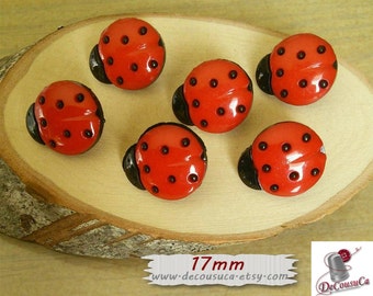 6 buttons, 17mm, Beetle, vintage, BF14