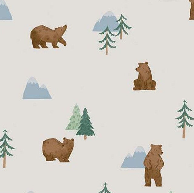 Fabric bear pattern 100 cotton 10461 OFFWHITE variable Etsy