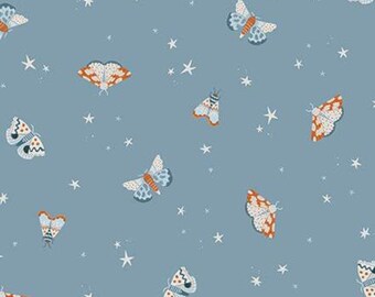 RILEY BLAKE, Fabric butterfly pattern 100% cotton, #10462 DENIM, variable sizes - Camp Woodland of Riley Blake