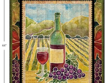 QUILT FABRIC Panel, 36"X44", Vineyard, 100% coton - Aged Vineyard de Camelot Fabrics