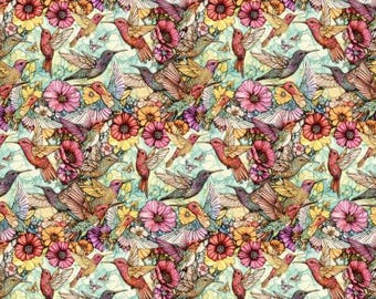 Fabric cotton, HUMMINGBIRD HARMONY, 16240401, 01, Quilt Fabrics, 100% cotton, quilt cotton - Flight of Beauty of Camelot Fabrics