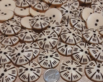 25mm, 6 Buttons, Wood Look, Resin, Beige and Brown, 2 Holes, Button for Knitting, Fancy Button