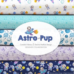 TISSU COTON 12 motifs, Astronaute, 100% coton - Astro Pop de Camelot Fabrics