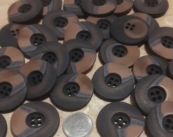 5 buttons, 28mm, Natural Stone, Brown, Beige, 5mm High, 4 Holes, Decorative Button, Solid Button, Coat Button