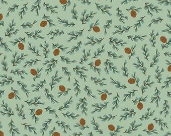 Fabric cocotte pattern 100% cotton, #10464 PISTACHIO, variable sizes - Camp Woodland of Riley Blake