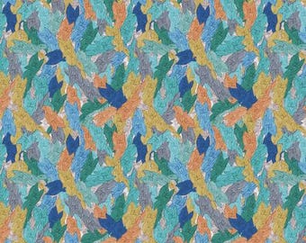Fabric cotton Leaves, Multi, 21240102, 01, QUILT FABRICS, 100% cotton, quilt cotton - Rhapsody of Camelot Fabrics