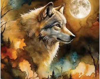 QUILT FABRIC Panel, 36"X44", WOLF, 16250105P, 100% coton - Twilight Wolf de Camelot Fabrics