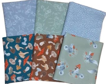 END OF COLLECTION, 9 prints, Mushroom City, Dear Stella, quilt cotton