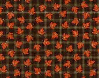 QUILT FABRIC Leaves on tartan Plaid, 7651, 100% Cotton- Timeless Treasure