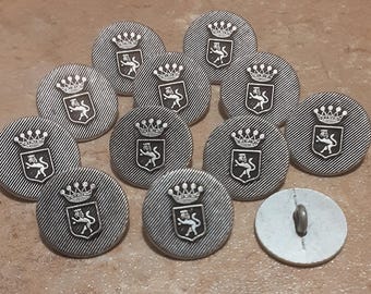 12 buttons: 19mm, button crown Coat, button métal