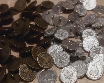 12 buttons: 16mm, button 1/4 FL, metal button,