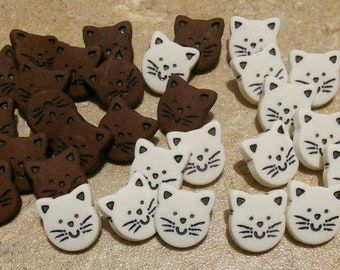 12mm, 30 Buttons Cat, 1980, Fancy Button, Solid Button, BF50