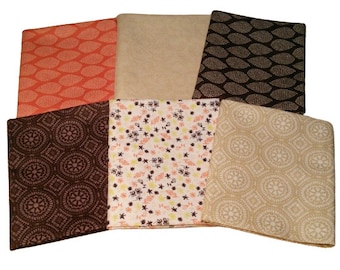 QUILT FABRICS, 6 designs, Flower brown, beige, 100% cotton - Flower Market de Camelot Fabrics