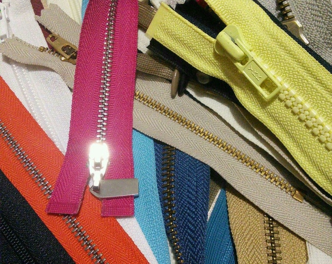 Featured listing image: 50 VINTAGE ZIPPERS, separable clasp, non-separable clasp, plastic clasp, metal clasp, invisible clasp