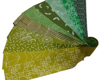 10 stripes 2 1/2'' X 44'', GREEN, Pre-Cut cotton - Century d'Andover Fabrics