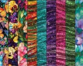 QUILT FABRICS, 40 stripes 2 1/2x44po, Jelly Rolls, 100% cotton, quilt cotton - Gigi in the Garden of Camelot Fabrics