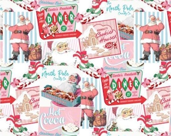 Fabric cotton, SANTA'S DINER, 19010203, 01, Quilt Fabrics, 100% cotton, quilt cotton - Letters to Santa of Camelot Fabrics