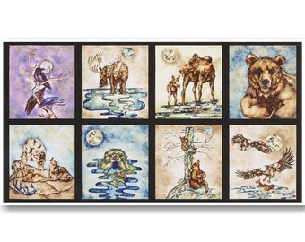 ROBERT KAUFMAN, Forest animals, Panel, 24"X44", 100% Cotton - 15952 of Robert Kaufman