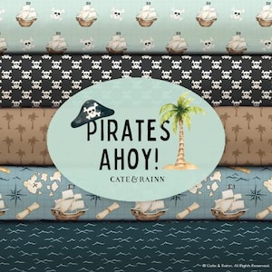 20 motifs, PIRATE, 100% coton qualité courtepointe, coton designer - Pirates Ahoy de Camelot Fabrics