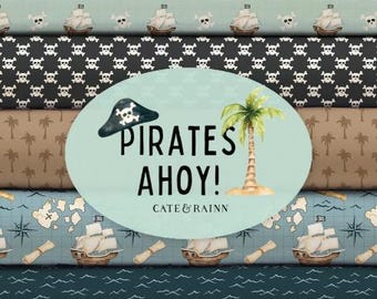 20 prints, Pirate, 100% cotton, quality quilting, cotton designer - Pirates Ahoy of Camelot Fabrics