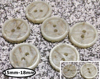 15mm, 18mm, 6 Buttons, BEIGE GRAY TWIG, button vintage, Btn 61A