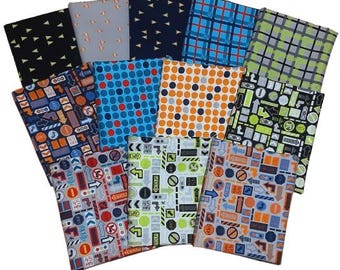END OF COLLECTION, Bundle of 12, On the Move, 100% cotton, designer - On the Move de Camelot Fabrics