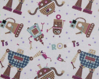 WINDHAM FABRICS, Robot, white, 100% cotton, cotton quilt, cotton designer