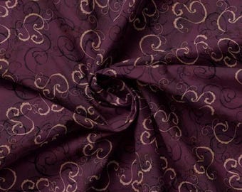 QUILT FABRICS, Scrolls, Purple, 55230507-02, 100% cotton, quilt cotton - Age Vineyard of Camelot Fabrics