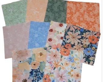 QUILT FABRICS, 42 squares 5 inchs, Fleurs, 100% cotton, quilt cotton - Flower House of Camelot Fabrics
