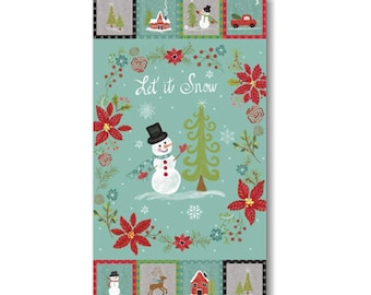 QUILT FABRIC Panel, 24"X44", Snowman, 100% cotton- Snowed In de Riley Blake