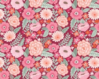 Fabric cotton, FOREVER BLOOMS, 66240201, 02, Quilt Fabrics, 100% cotton, quilt cotton - Blooming Hearts of Camelot Fabrics