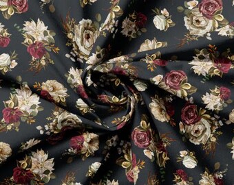 Fabric cotton, BLOOMING BEAUTY, Charcoal, 52240102, 02, Quilt Fabrics, 100% cotton, quilt cotton - Dark Romance of Camelot Fabrics