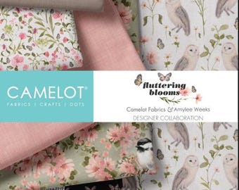 QUILT FABRICS, 42 squares 5 inchs, 100% cotton, quilt cotton - Fluttering Blooms of Camelot Fabrics