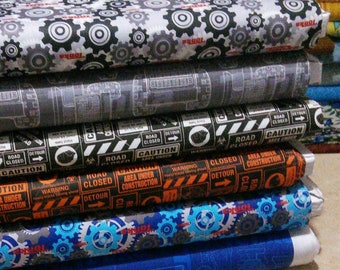 6 x 1/2 yard, QUILT FABRIC TRUCK, 6 prints, Tonka, 100% cotton